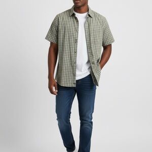 Eddie Bauer Green Plaid Casual Button Down Shirt